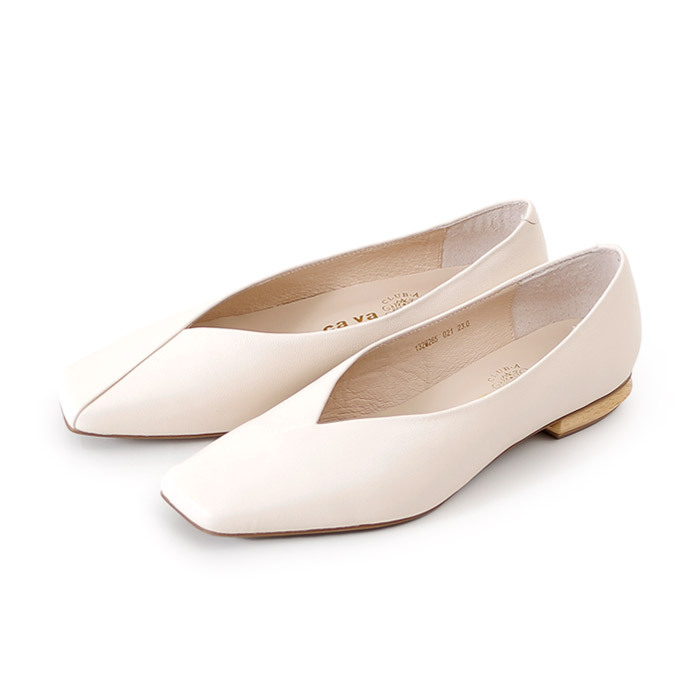 Cavacava サヴァサヴァ パンプス ローヒール 靴 レディース 本革 スクエアトゥ Vカット フラットシューズ デザインヒール Parade ワシントン靴店 通販 Paypayモール