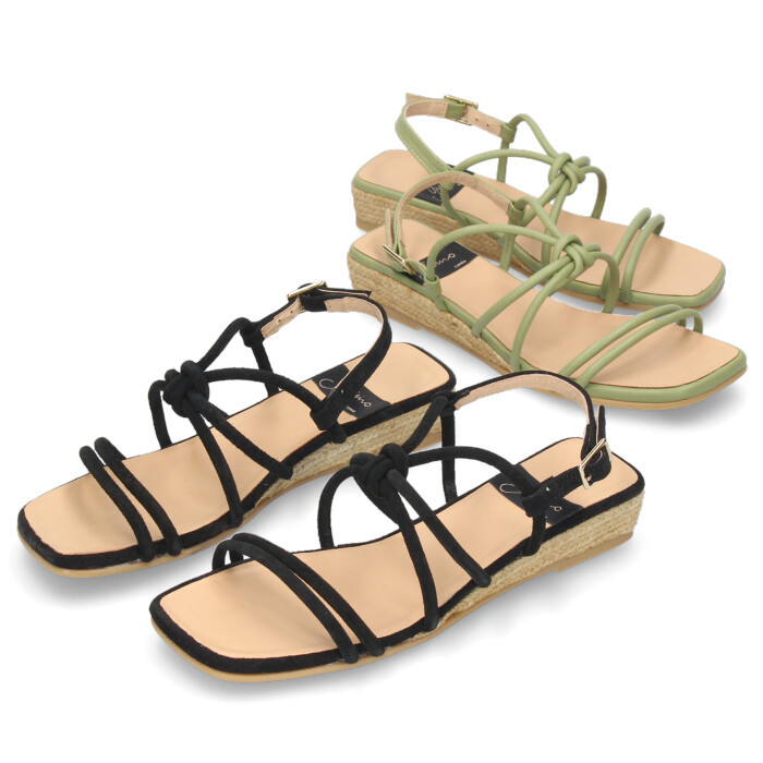 レディース Gaimo ストラップ ローヒール エスパドリーユ 麻 セール Parade ワシントン靴店 通販 Paypayモール ガイモ Eriza サンダル レディース ぺたんこ ブラック 黒 グリーン スクエアトゥ コード スタッフ