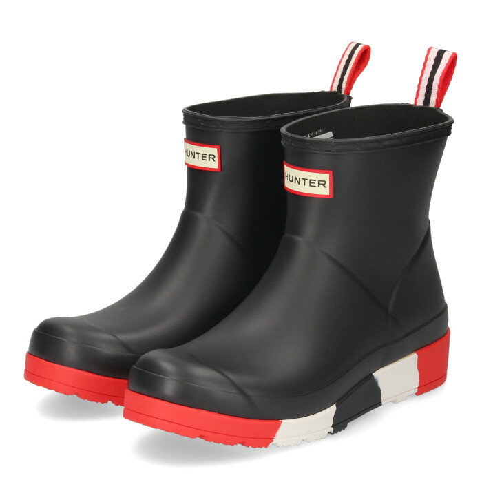 ハンター Hunter レディース 長靴 1008 プレイ ショート ストライプ ソール ウェリントン ブーツ Play Short Stripe Sole Boot Wfs1008rma ブラック Black 黒 Parade ワシントン靴店 通販 Paypayモール