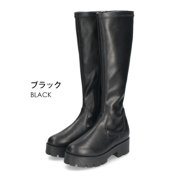 ロングブーツ 【CORSO ROMA9】 ウエスタンブーツ◆  ブラック CORSO ROMA,9 ロング ブーツ レディース 厚底 イタリア製 ロング