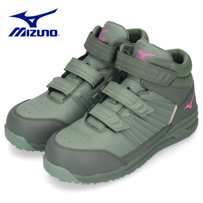MIZUNO　安全靴　ミズノ　EEE　ワーキングシューズ　スニーカー　オールマイティ　F1GA220536　モスグリーン　メンズ　防塵タイプ　SSII21H