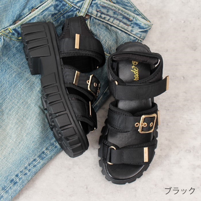 Parade 【爆買】サンダル レディース 歩きやすい 厚底 黒 白