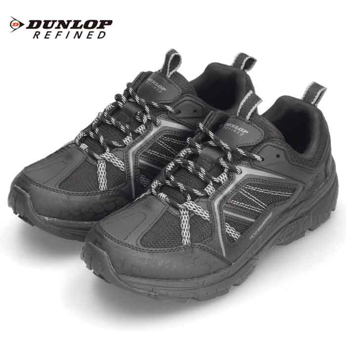 DUNLOP 靴 スニーカー メンズ リファインド DU6004 黒 ブラック グレー 通気防水 ム...
