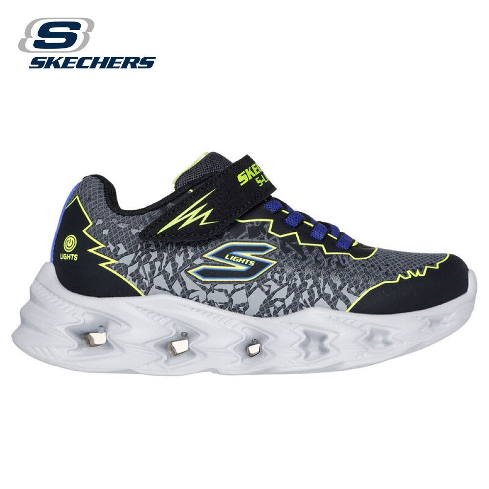 スケッチャーズ 光る靴 男の子 スニーカー キッズ ジュニア シューズ 厚底 ベルクロ SKECHERS ボルテックス 2.0 400603L ブラック イエロー オレンジ 普通幅｜washington｜03