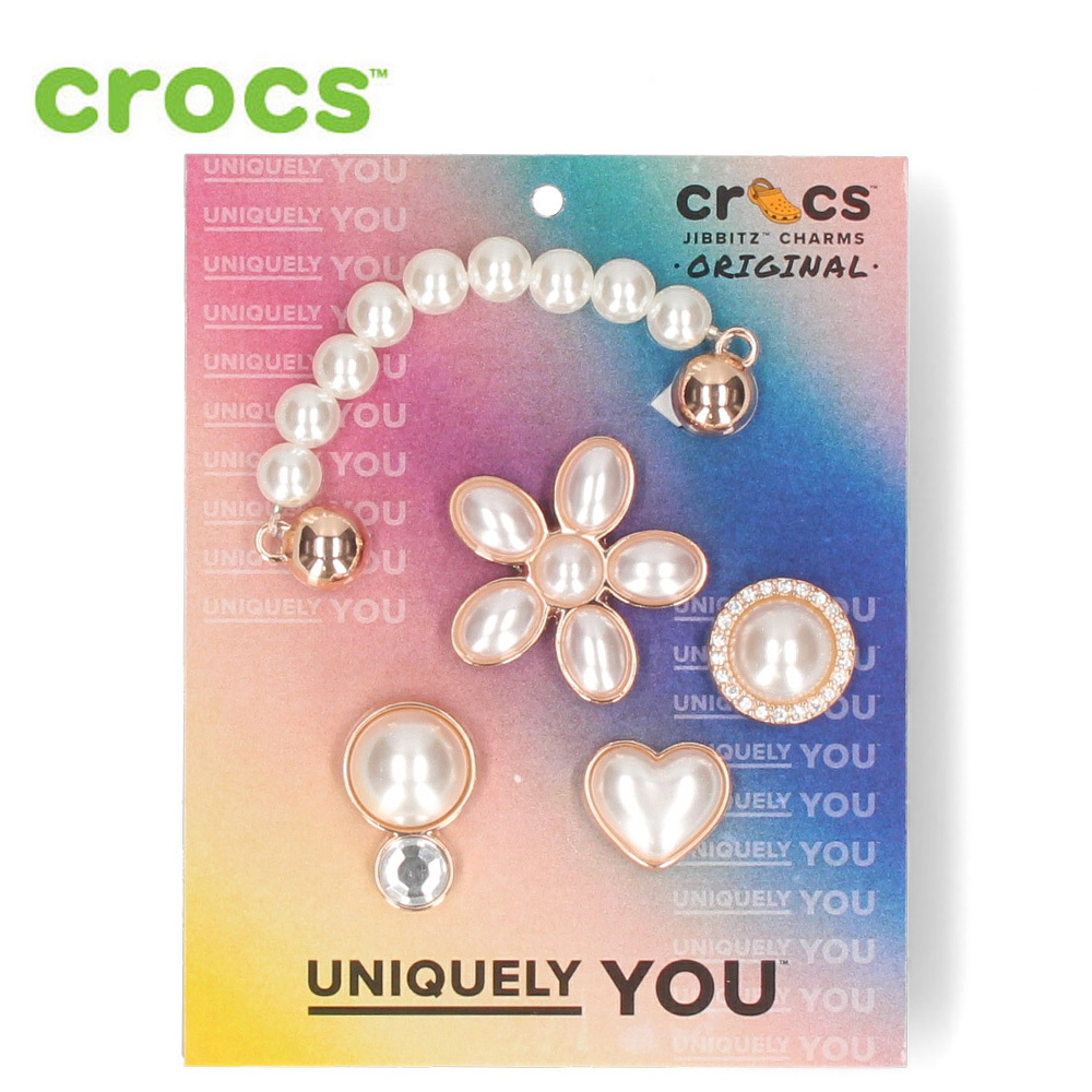 クロックス ジビッツ チャーム アクセサリー crocs  デインティー パール ジュエリー 13133 Dainty Peary Jewelry 5 Pack パール 花 真珠 JIBBITZ カスタマイズ｜washington｜02