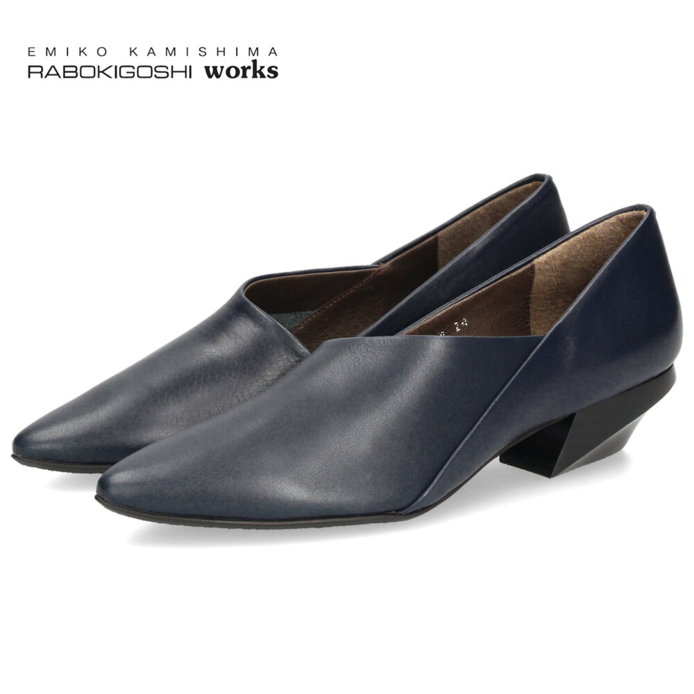 パンプス 痛くない 歩きやすい 本革 ローヒール 日本製 きれいめ 仕事用 通勤 オフィス おしゃれ 黒 レザー スリッポンパンプス RABOKIGOSHI works ラボキゴシワークス 12377R rabokigoshi works（ラボキゴシワークス） パンプス 痛くない 歩き