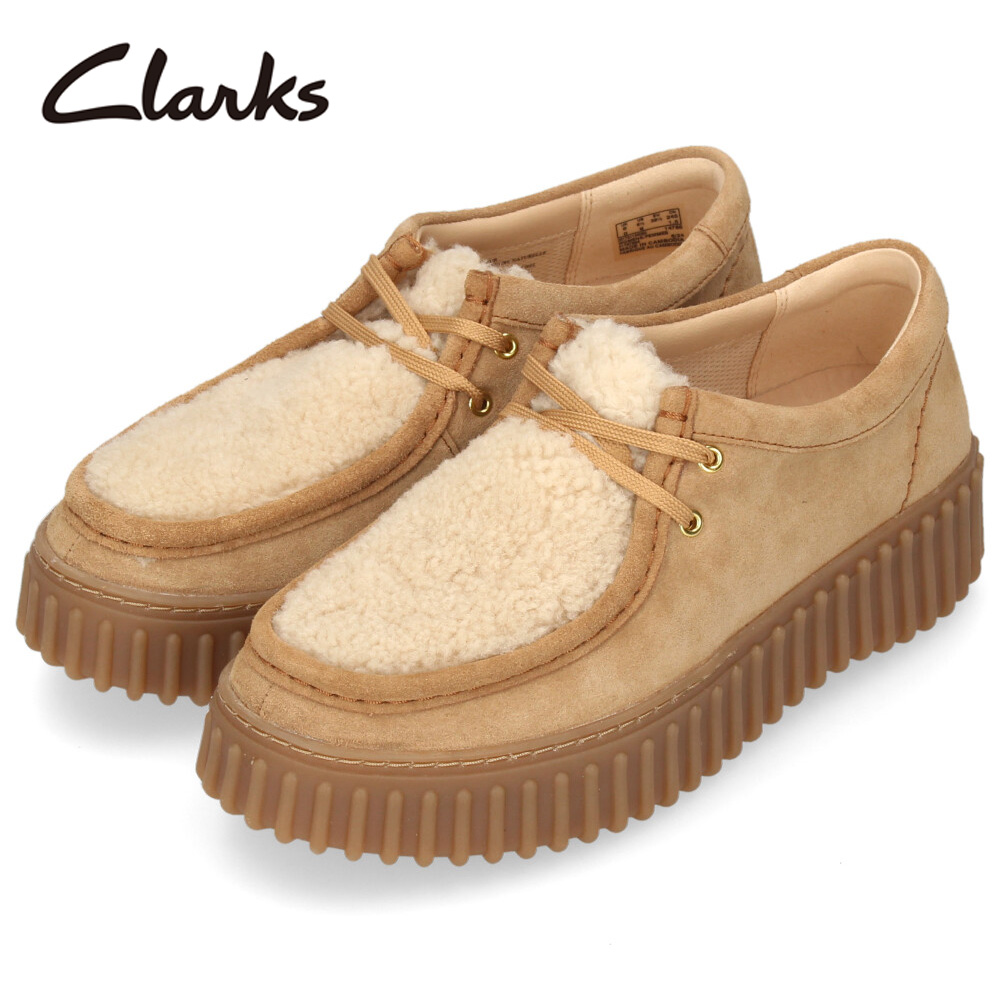 Clarks ベージュ モカシン　るる Clarks クラークス レディース 厚底 モカシン レースアップ
