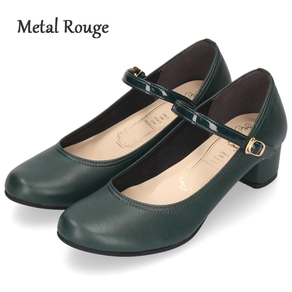 パンプス ヒール レディース 日本製 ストラップ ラウンドトゥ 黒