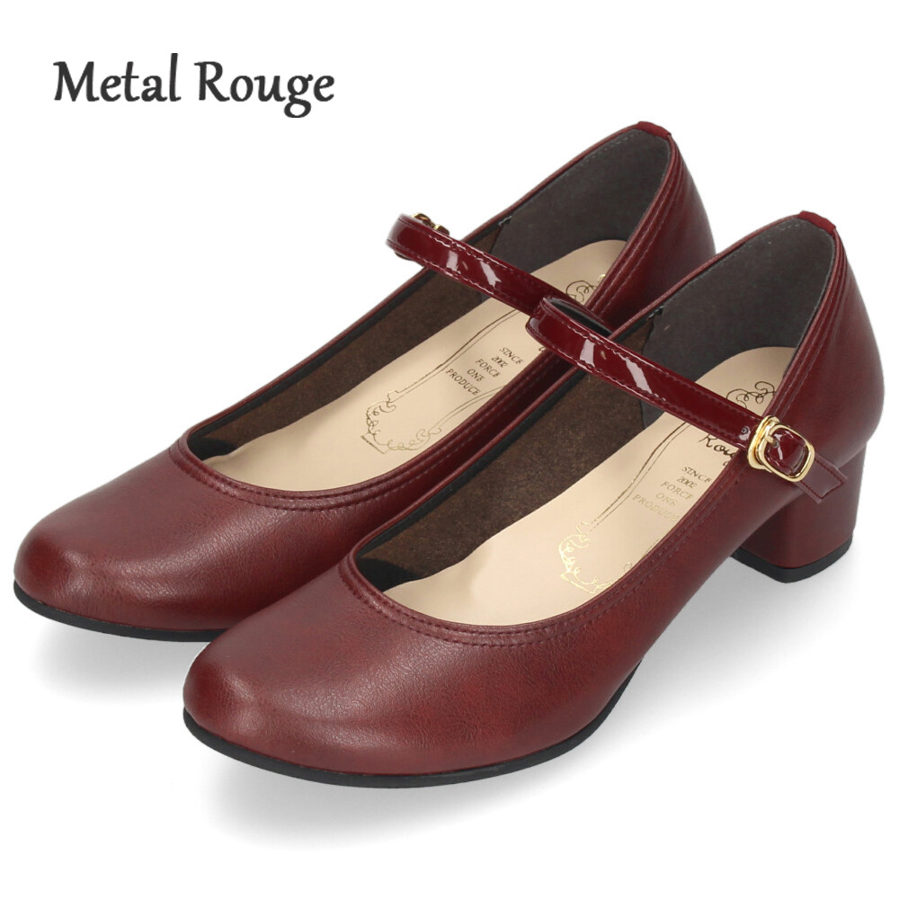 パンプス ヒール レディース 日本製 ストラップ ラウンドトゥ 黒