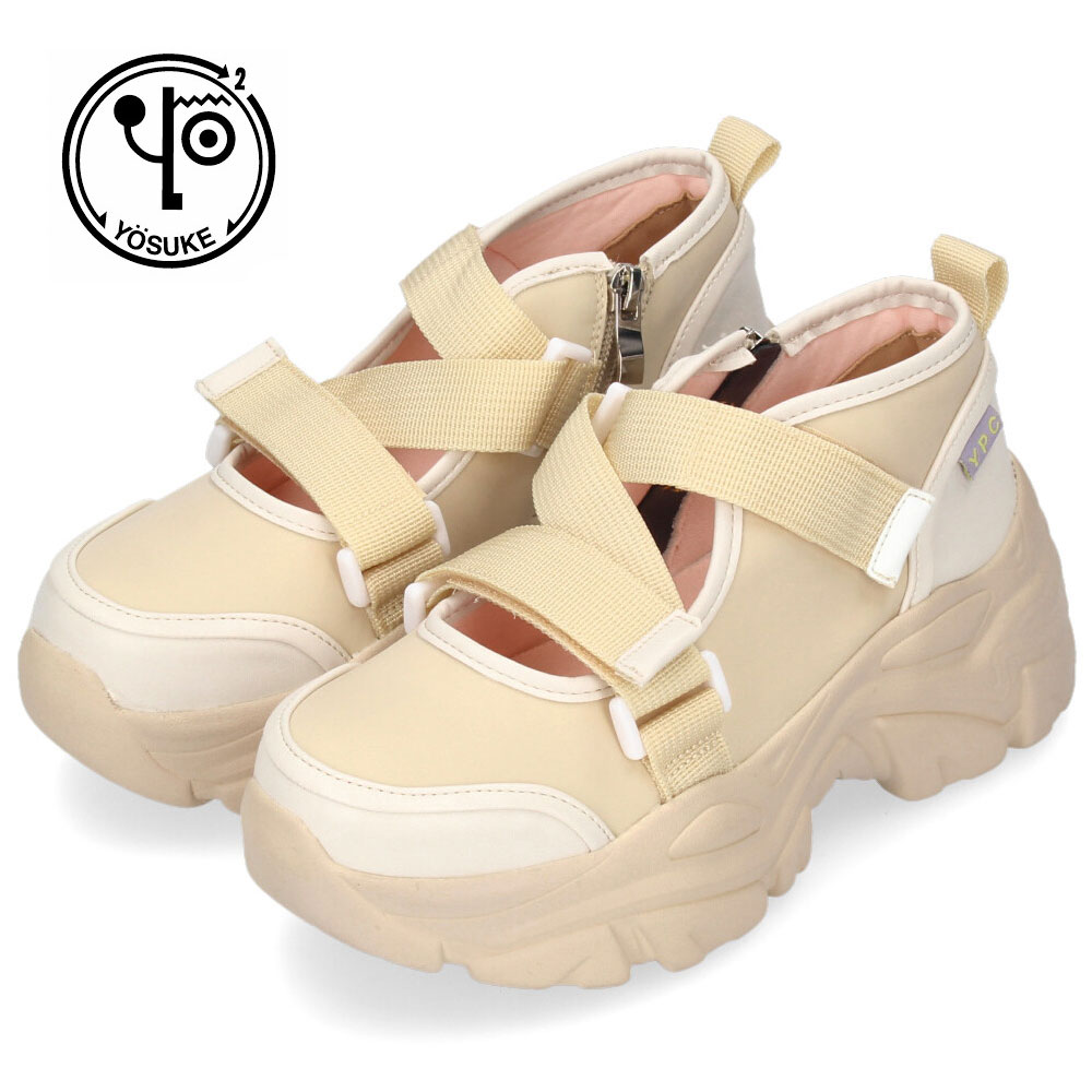YOSUKE（ヨースケ） 厚底スニーカー レディース ストラップ 黒 白