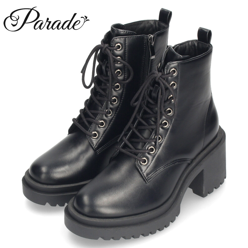 Parade ブーツ レディース ショート 厚底 ボリュームソール レース