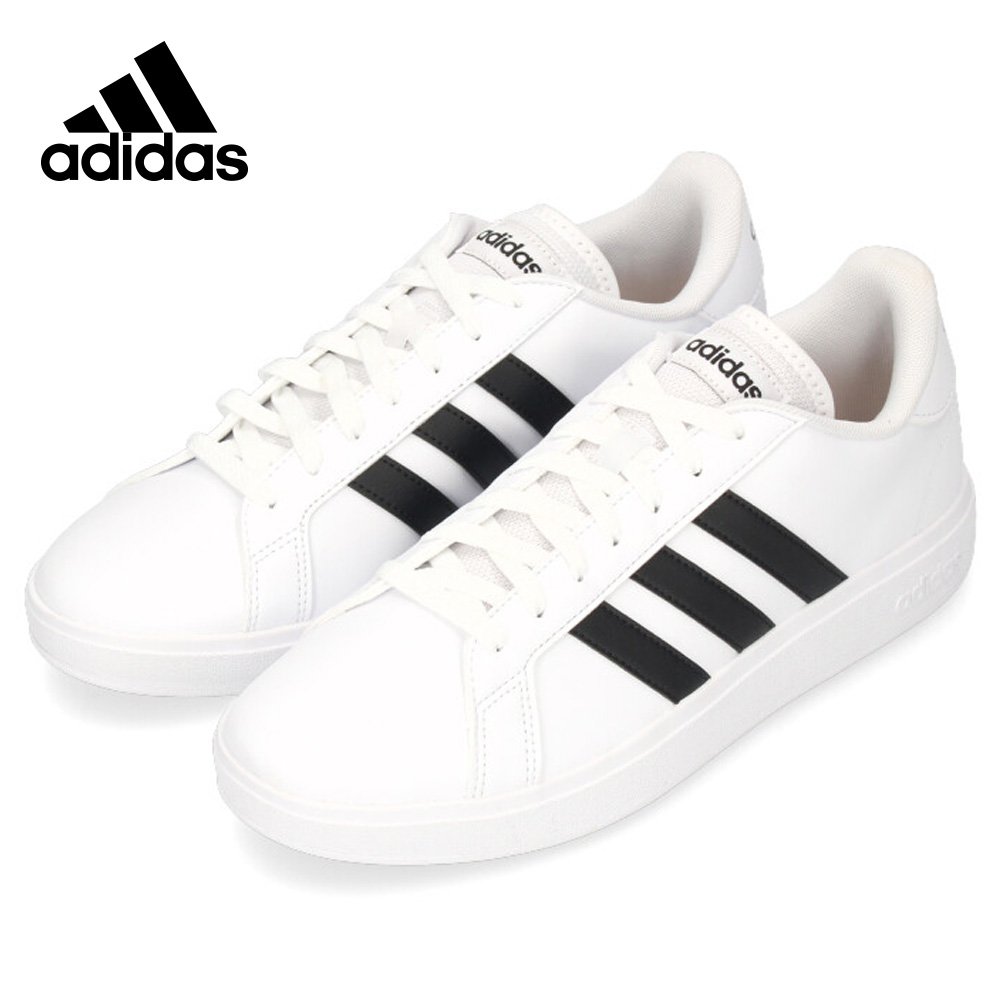 adidas アディダス スニーカー メンズ 黒 白 グランドコート