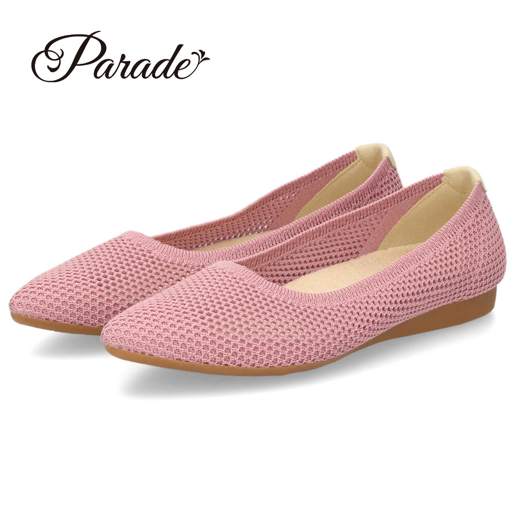 Parade パンプス ローヒール おしゃれ メッシュ フラットパンプス 黒