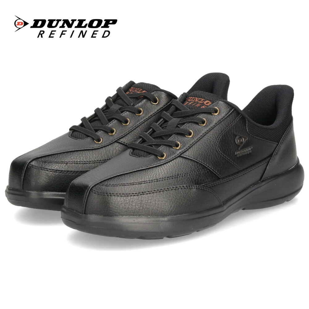 DUNLOP REFINED スニーカー メンズ 黒 靴 幅広 4E 履きやすい 立った