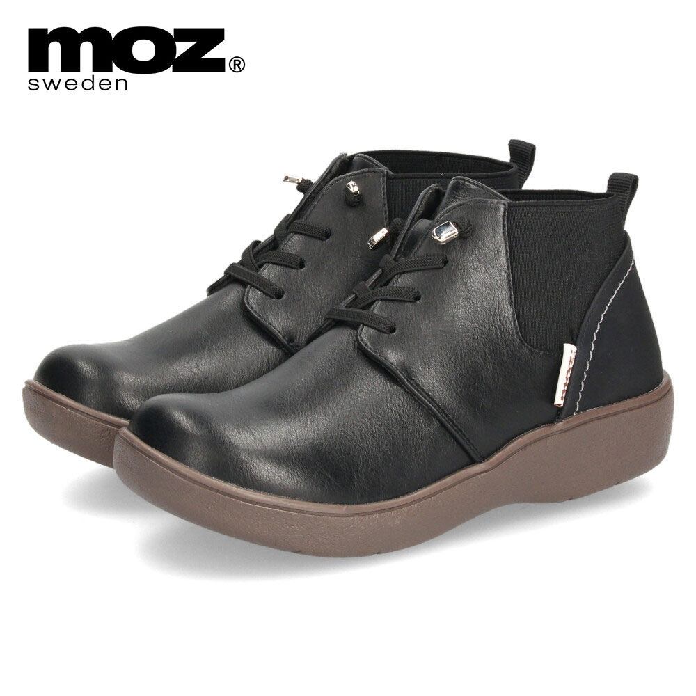 moz（モズ） レディース ブーツ 黒 歩きやすい レースアップブーツ