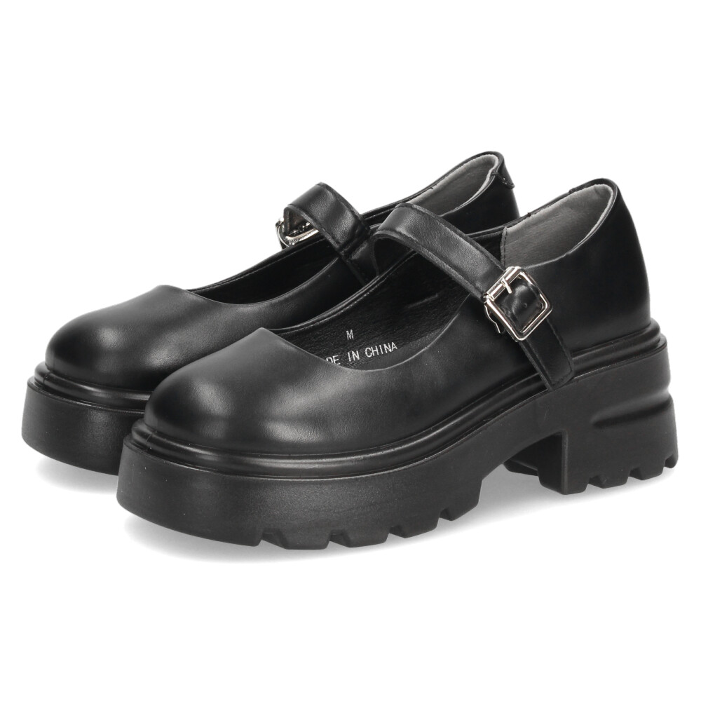 厚底 パンプス レディース 靴 メリージェーン 黒 ブラック ストラップ