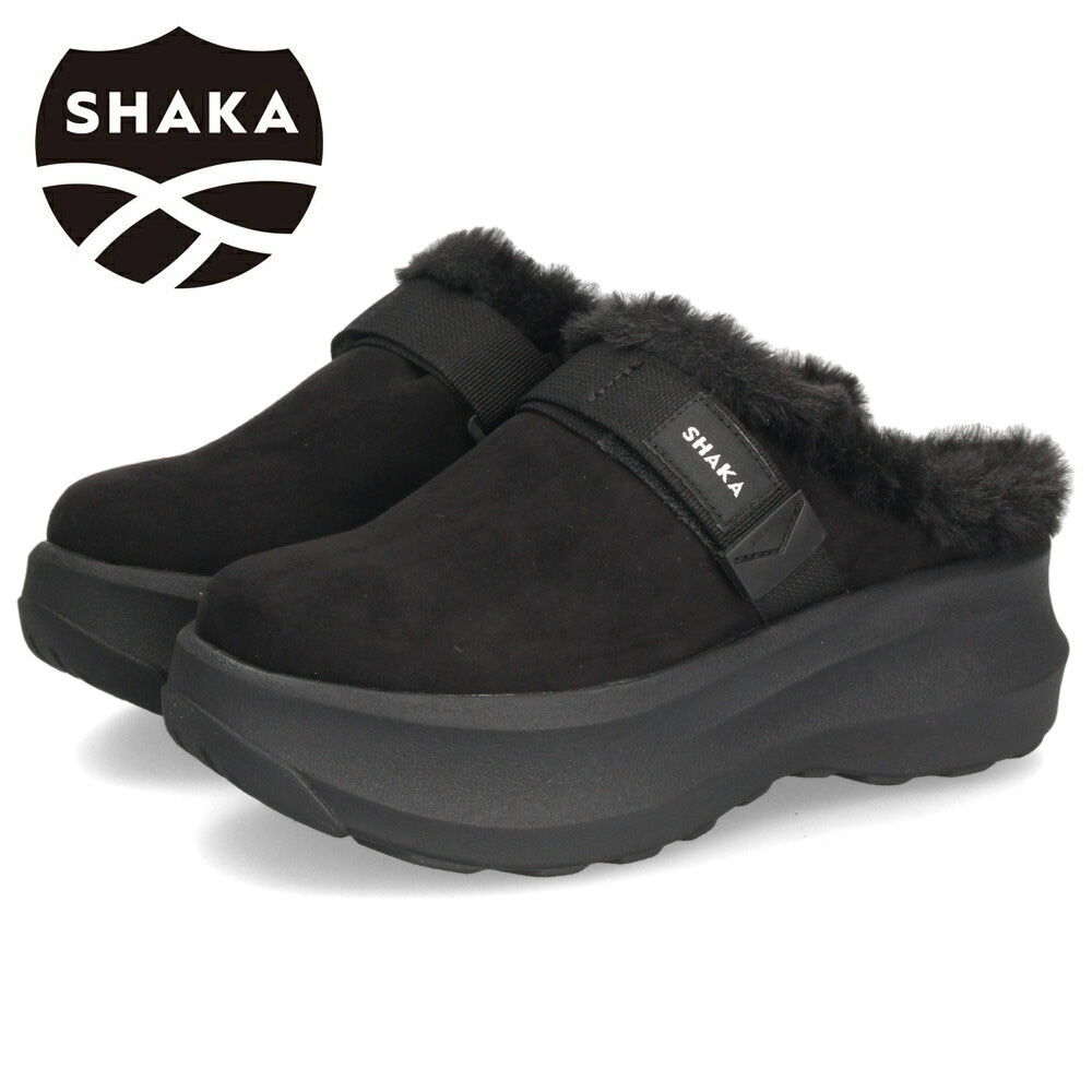 SHAKA シャカ サボ サンダル レディース 黒 厚底 スナッグ ボア