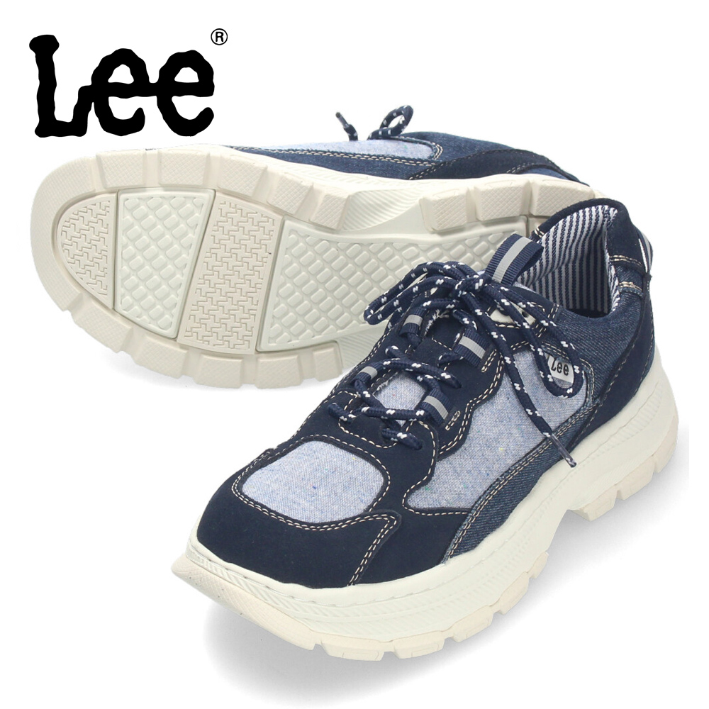 Lee（リー） スニーカー メンズ 靴 黒 ブラック 厚底 本革 レザー