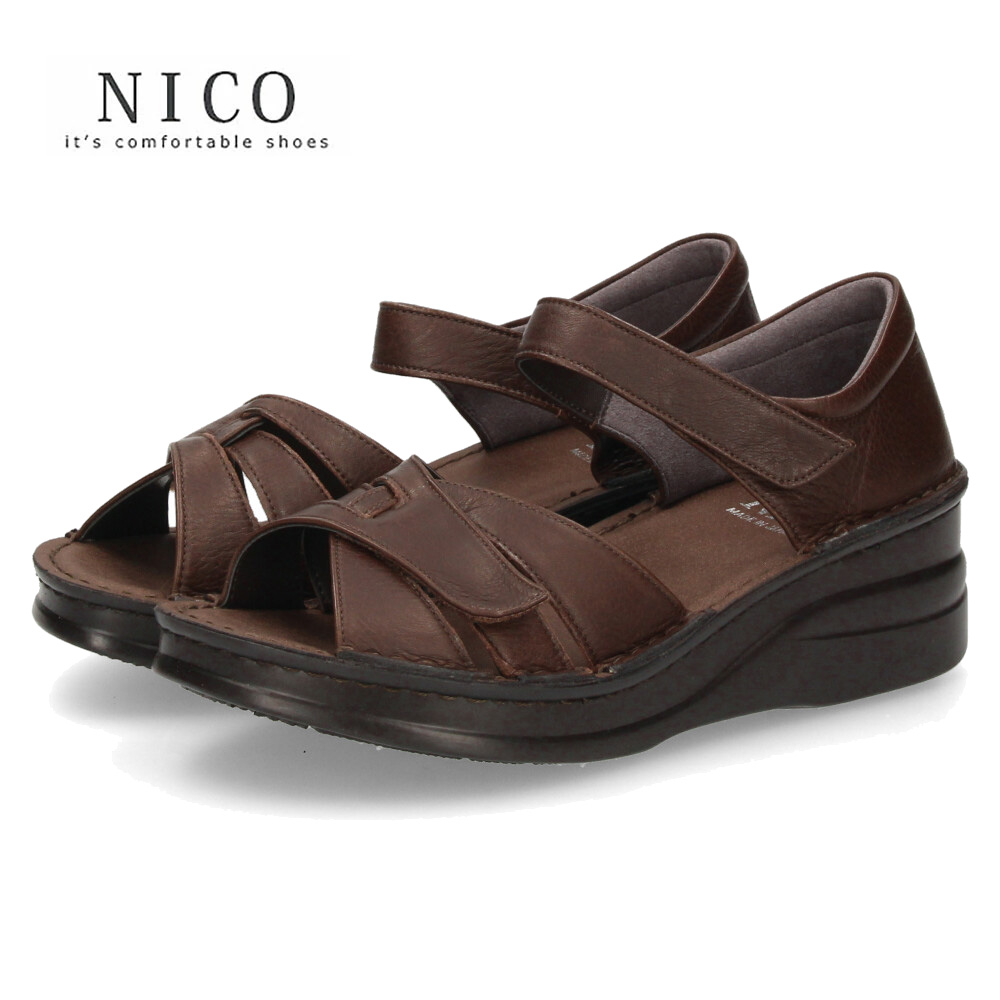 ニコ（NICO） サンダル レディース 本革 カジュアル クッション性 黒
