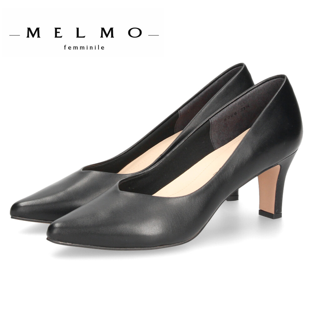 メルモ パンプス レディース 本革 きれいめ オフィス 8068 MELMO 靴 ポンテッドトゥ 黒 ブラック 仕事 通勤 フォーマル 入学式 卒業式 日本製_3