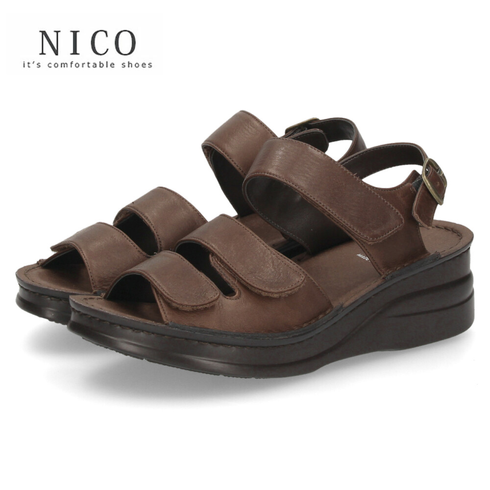 ニコ（NICO） サンダル レディース ウェッジソール 本革 ストラップ