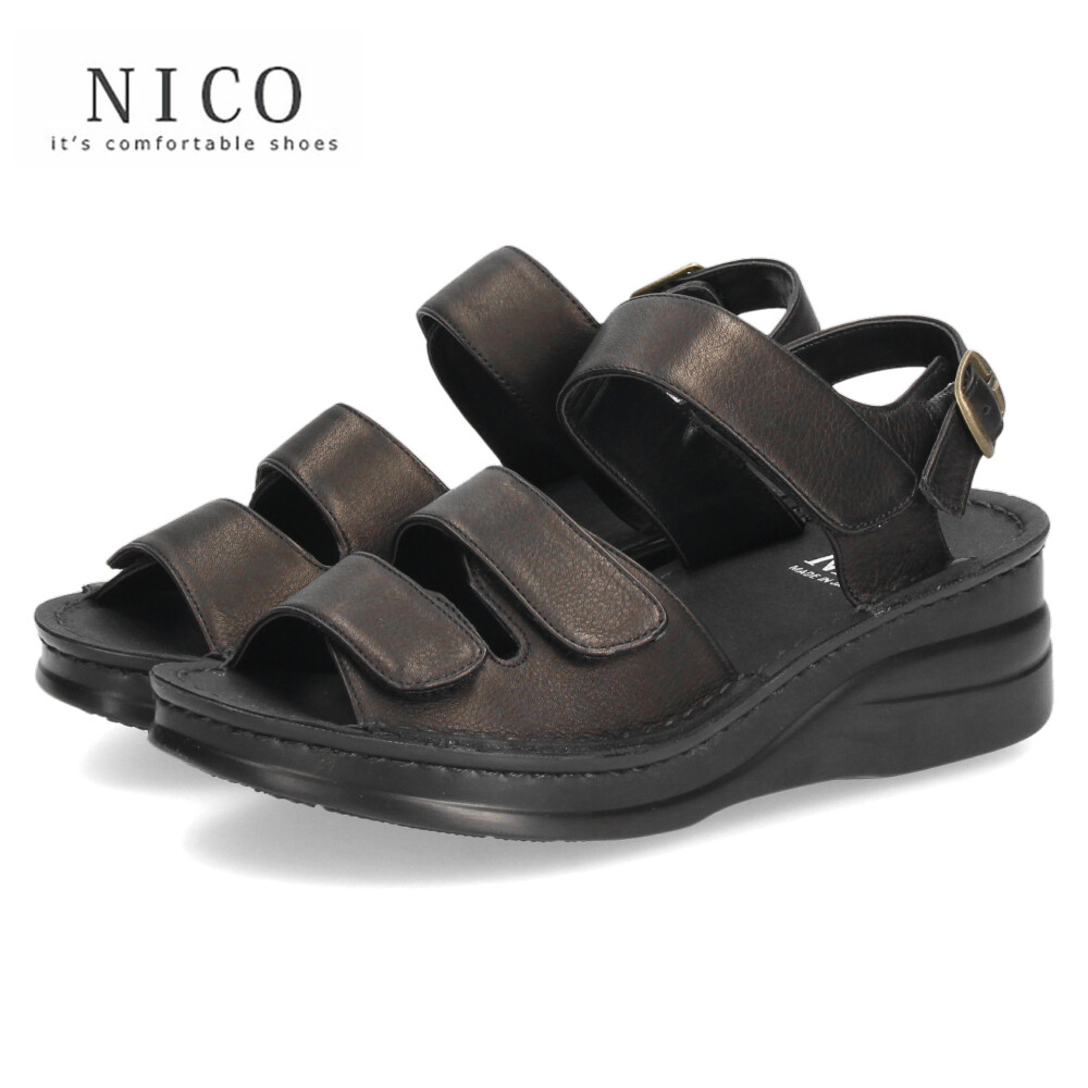 ニコ（NICO） サンダル レディース ウェッジソール 本革 ストラップ
