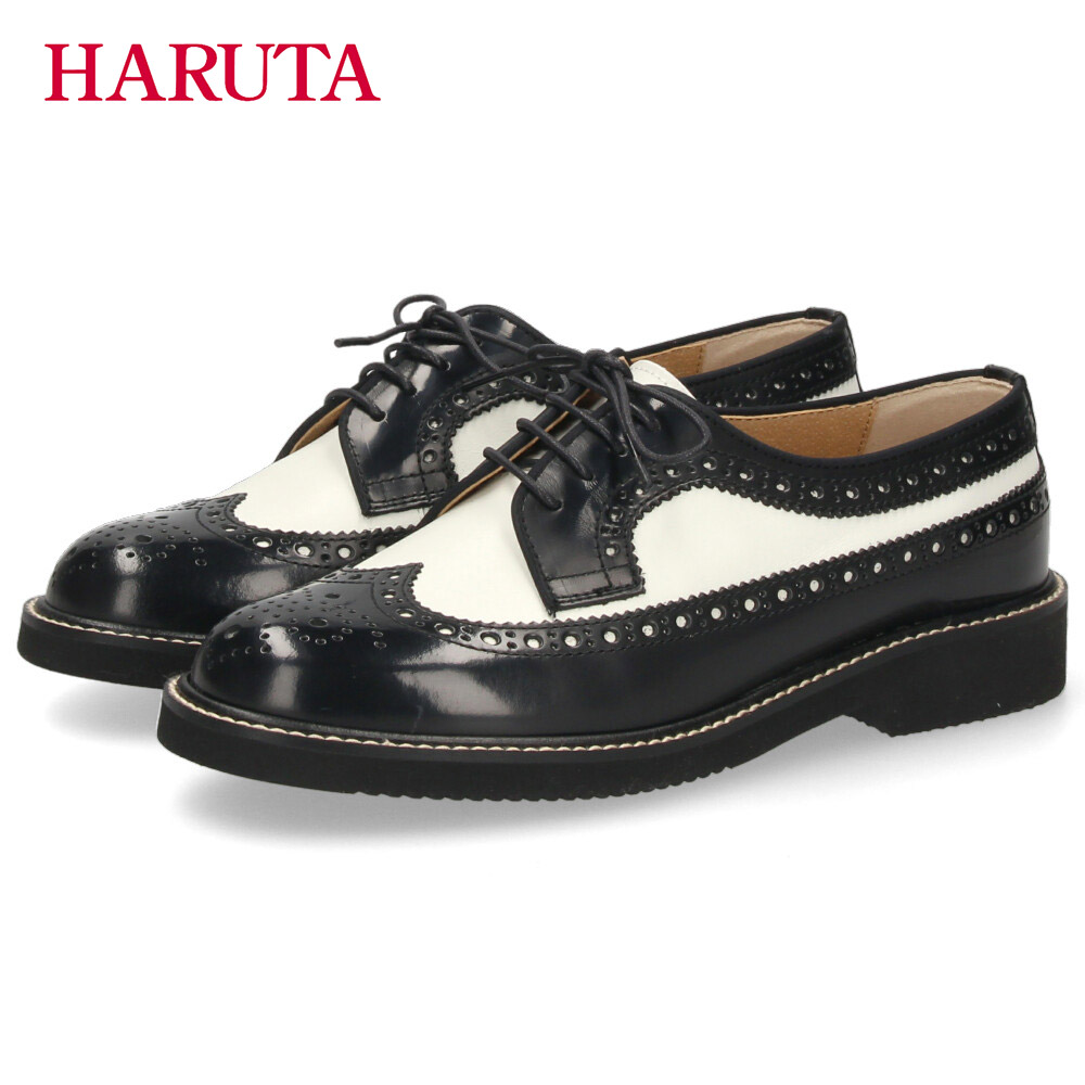 HARU品‼️ホワイト＆ブラックオリジナル HARUTA（ハルタ） ウィングチップシューズ レディース 革靴 本革