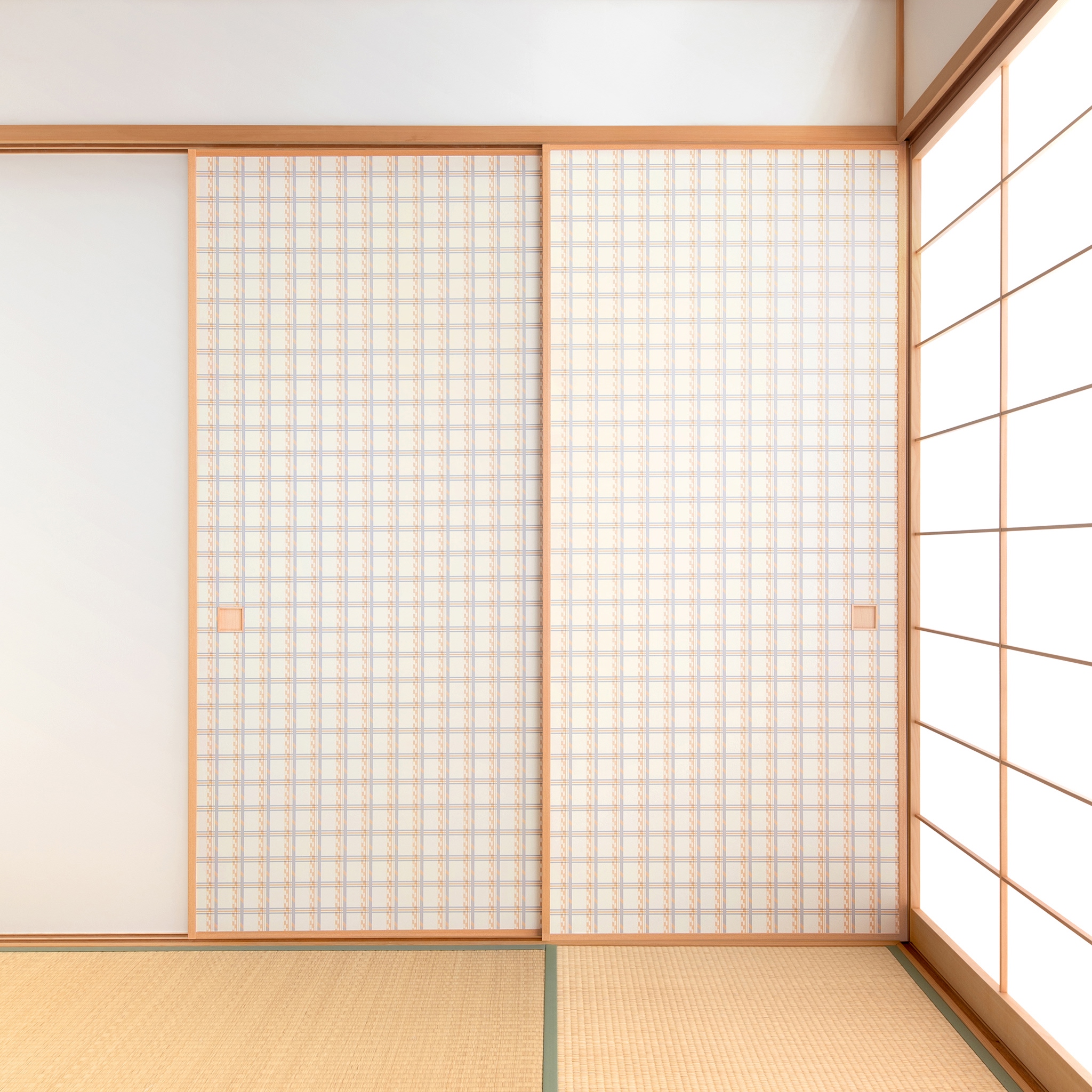 【送料無料】【本襖・和襖】waccara【ワッカラ】片面貼り（押入用）【格子柄　koushigara】※仕上幅〜920ｍｍ迄