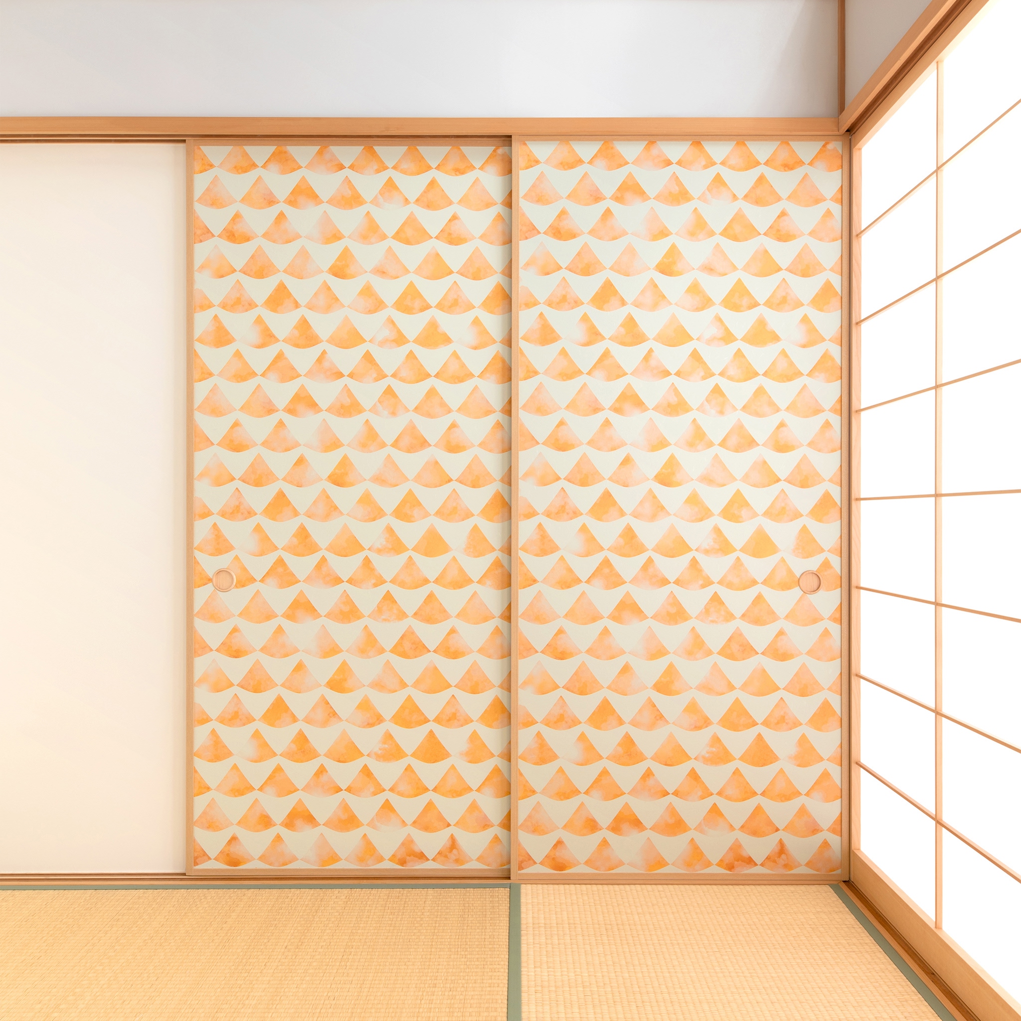 【送料無料】【本襖・和襖】waccara【ワッカラ】片面貼り（押入用）【波うろこ namiuroko 山吹】※仕上幅〜920ｍｍ迄