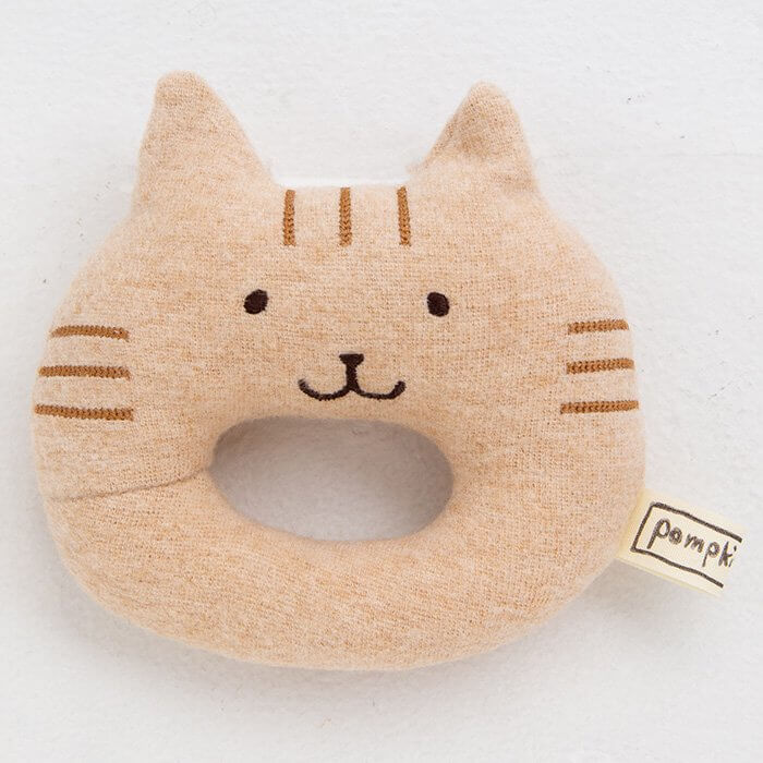 ガラガラ 赤ちゃん おもちゃ にゃんこ がらがら ねこ ポプキンズベビー 日本製 オーガニックコットン 綿 出産祝い ベビー クリスマス クリスマスプレゼント | pompkins baby | 02