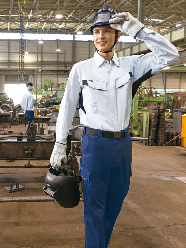 アイトス 作業服 上下セット 長袖シャツ AZ-5135 M-LL ＆ カーゴパンツ