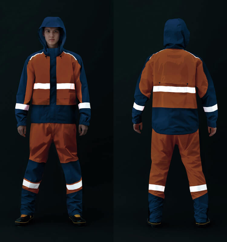 アイトス 作業服 高視認性レインウェア AZ-56206 5L 通年 AITOZ 反射材