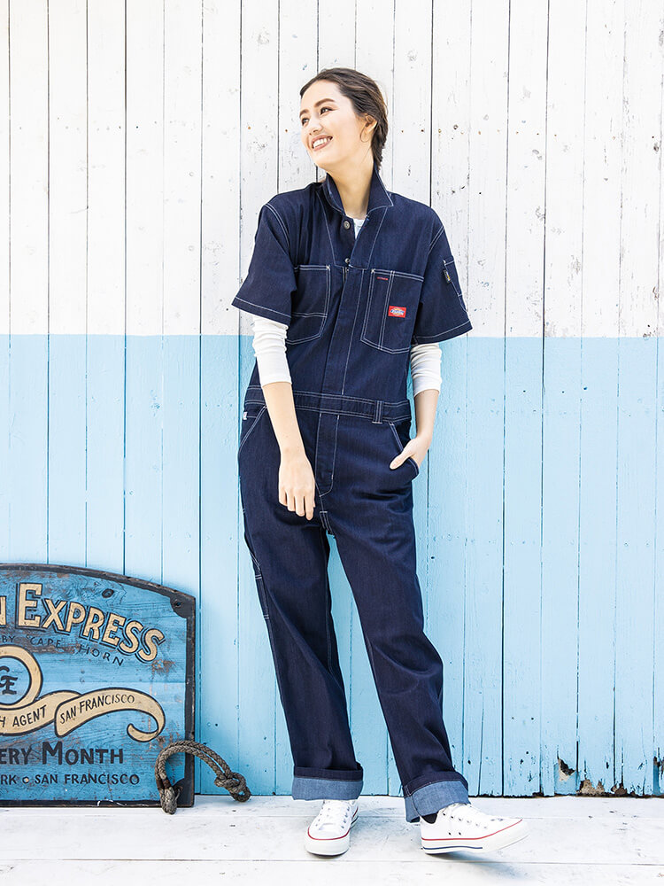 Dickies（ディッキーズ） 作業服 CORDURA ストレッチデニム半袖ツナギ