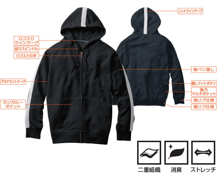 SOWA（ソーワ） 作業服 上下セット パーカー 2485-04 S-LL ＆ カーゴ