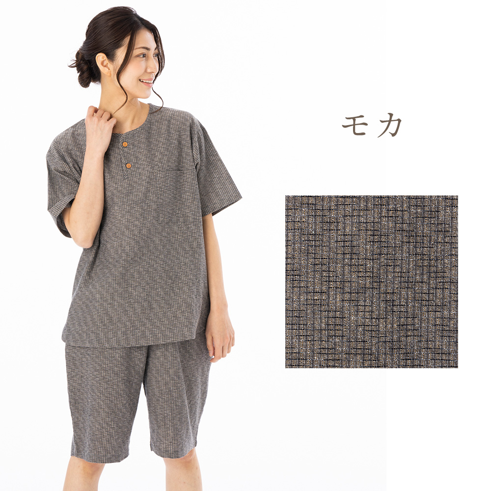 hinari オリジナルルームウェア　グレー　上下セット　タグ付き　新品未開封 日本製 久留米織 半袖 ルームウエア 甚平 レディース ホーム 上下