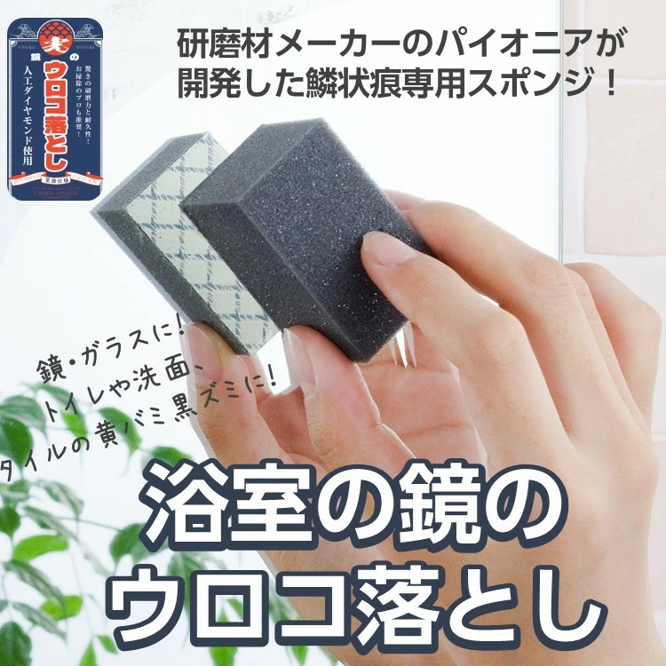 浴室 鏡のウロコ落とし Mサイズ 5個組 約3×5cm 日本製 ダイヤモンド