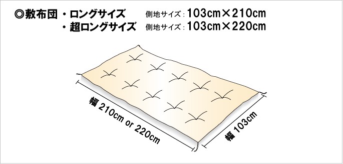 出来上がりサイズ　敷布団　ロングサイズ