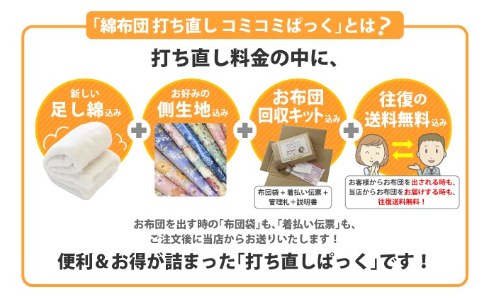 綿布団打ち直しのパック内容（料金・価格）