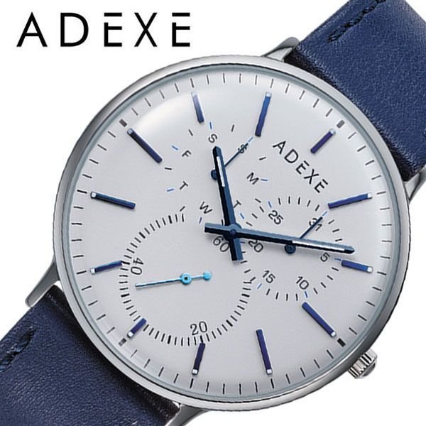 アデクス 腕時計 ADEXE 時計 メンズ ホワイト 2045C-T01 人気 ブランド 流行 おすすめ 革 革ベルト レザー レザーベルト カレンダー SNS インスタ映え