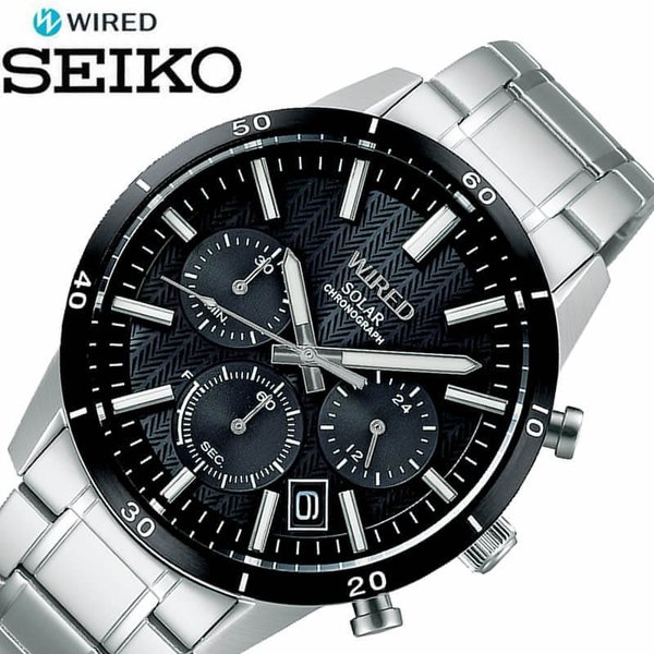 セイコー 腕時計 ワイアード ニュー スタンダード ソーラー クロノグラフ SEIKO WIRED NEW STANDARD メンズ ブラック  シルバー 時計 AGAD414 : agad414 : 正規腕時計の専門店ウォッチラボ - 通販 - Yahoo!ショッピング