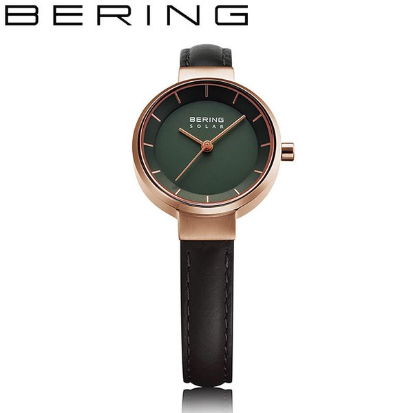 ベーリング ソーラー 腕時計 BERING 時計 レディース グリーン 14627-469 人気 ブランド おすすめ おしゃれ ブラック 黒 レザー 革ベルト 緑 サステナブル