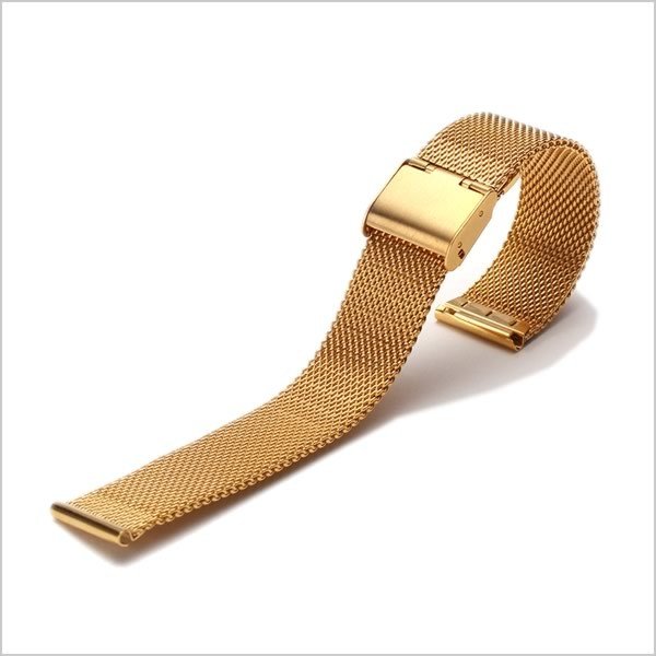 時計ベルト 12mm幅 メタル メッシュ ベルト ゴールド ミラネーゼ