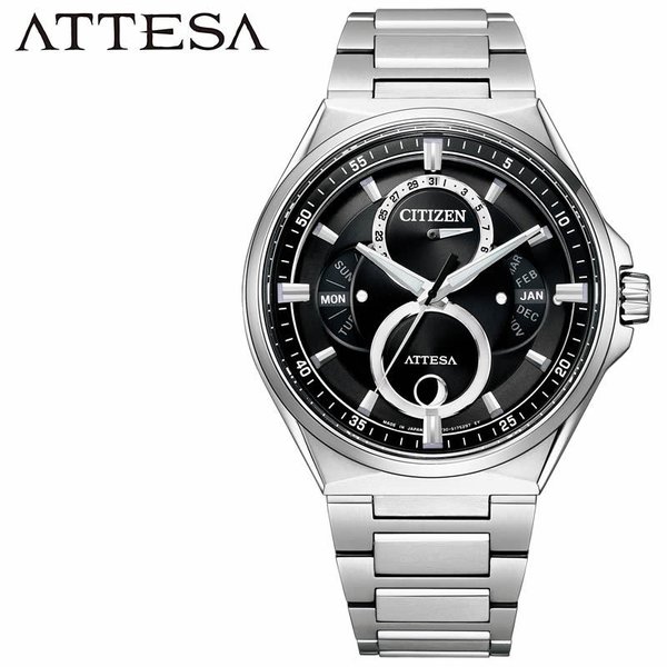 シチズン 腕時計 アテッサ CITIZEN ATTESA メンズ ブラック シルバー 時計 クォーツ エコ・ドライブ リングソーラー アクトライン トリプルカレンダー｜watch-lab