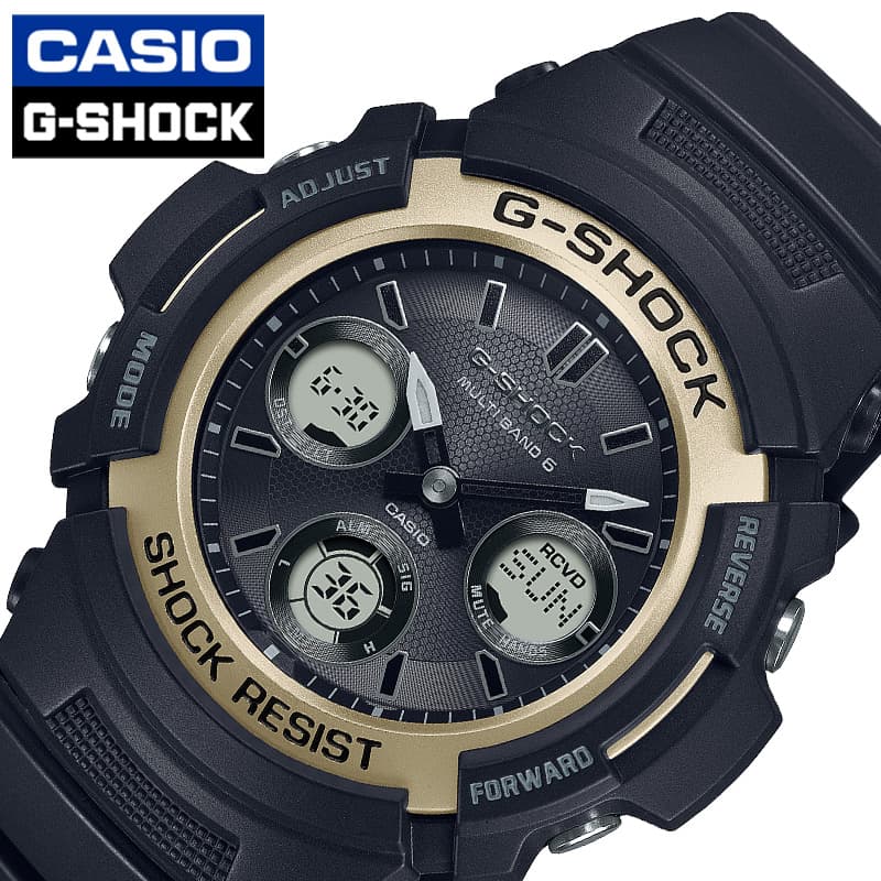 カシオ アナログ 腕時計 Gショック ファイアーパッケージ CASIO G-SHOCK メンズ グレー 液晶 ブラック 時計 電波ソーラー シャンパンゴールド AWG-M100SF-1A6JR