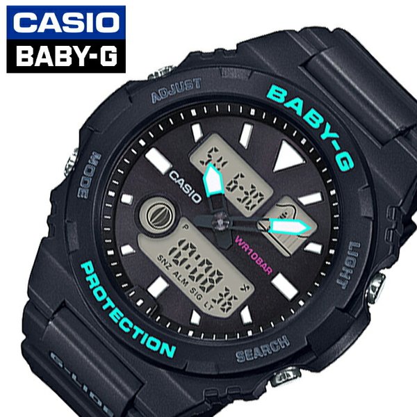 Baby-G G-LIDE CASIO 腕時計 ベビージー ジーライド カシオ レディース ブラック BAX-100-1AJF 防水 アナデジ ベビーG ベイビーG アラーム カレンダー