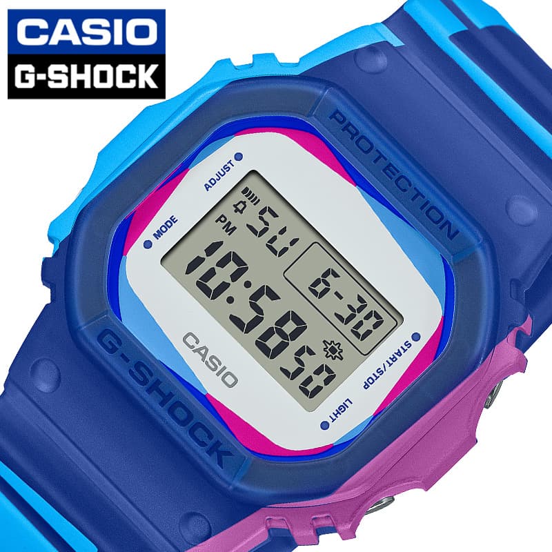 カシオ 腕時計 Gショック 版ズレデザイン CASIO G-SHOCK Over Print メンズ 液晶 ブルー ホワイト 時計 デジタル 平成 2000年代 スクエア DWE-5600PR-2JR
