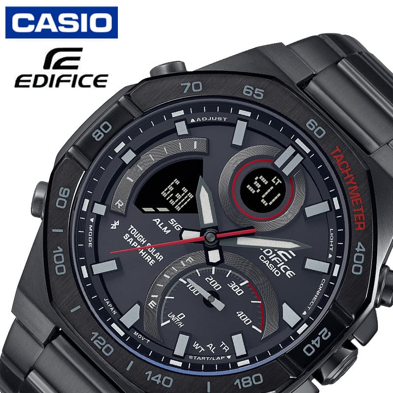カシオ 腕時計 エディフィス デジタル・アナログコンビモデル CASIO EDIFICE Smartphone Link メンズ グレー ブラック 時計 電波ソーラー 車 レーシング レース