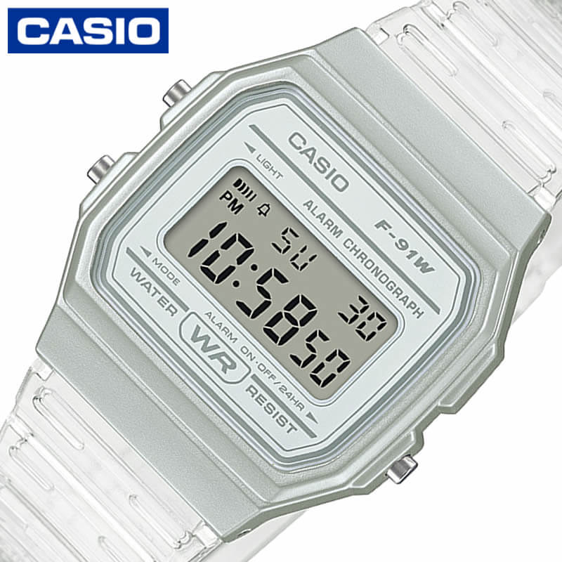 Yahoo! Yahoo!ショッピング(ヤフー ショッピング)カシオ 腕時計 CASIO 時計 スタンダード STANDARD F-91 女性 レディース チプカシ F-91WS-7JH かわいい トレンド クリア バンド 透明 スポーツ カジュアル