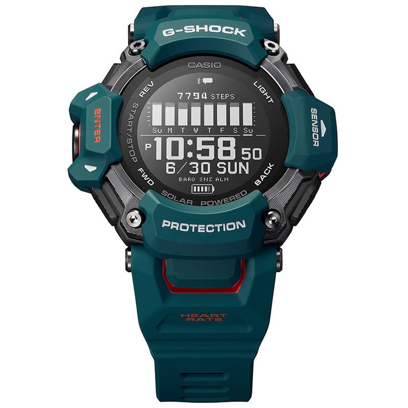 カシオ 腕時計 Gショック CASIO G-SHOCK GBD-H2000 メンズ ブラック ターコイズグリーン 時計 GPS電波ソーラー スポーツ 健康 トレーニング マルチ機能｜watch-lab｜02