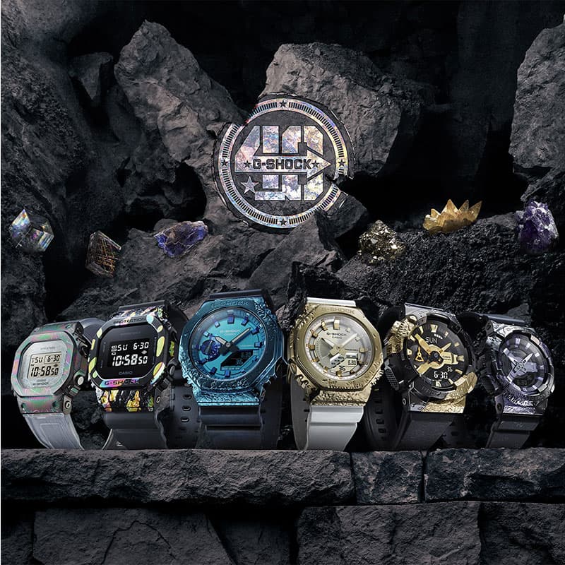 カシオ 腕時計 Gショック コーディエライト CASIO G-SHOCK 40th Anniversary Adventurer’s Stone  メンズ ターコイズブルー ネイビー 時計 限定 鉱石